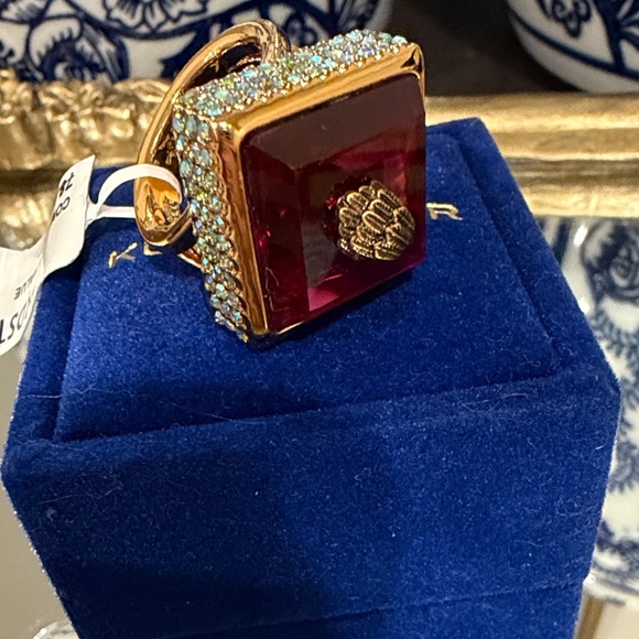 Kurt Geiger Gold and Deep Red Eagle Kurt Geiger Gold and Deep Red Eagle’s Head Ring main image 1